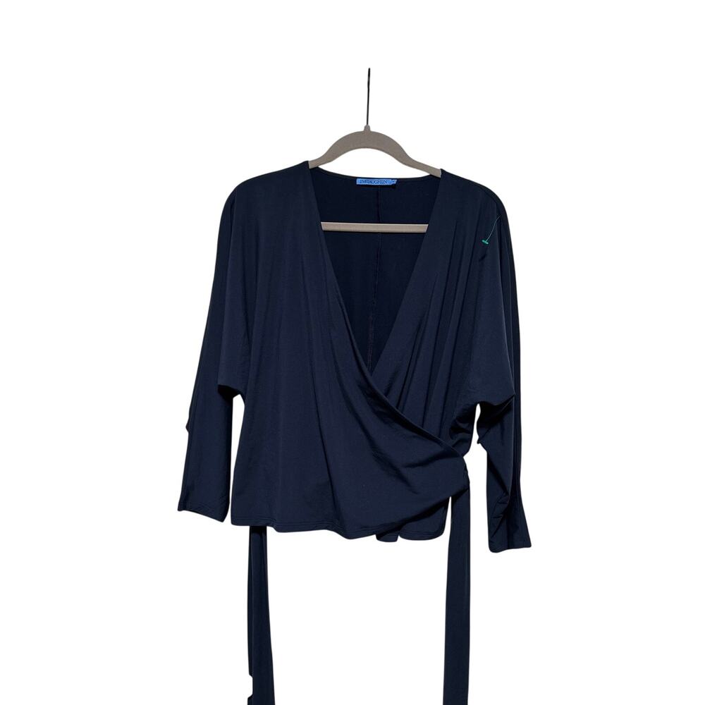 J. Mclaughlin Navy Blue Wrap Top Size M - Picture 2 of 8